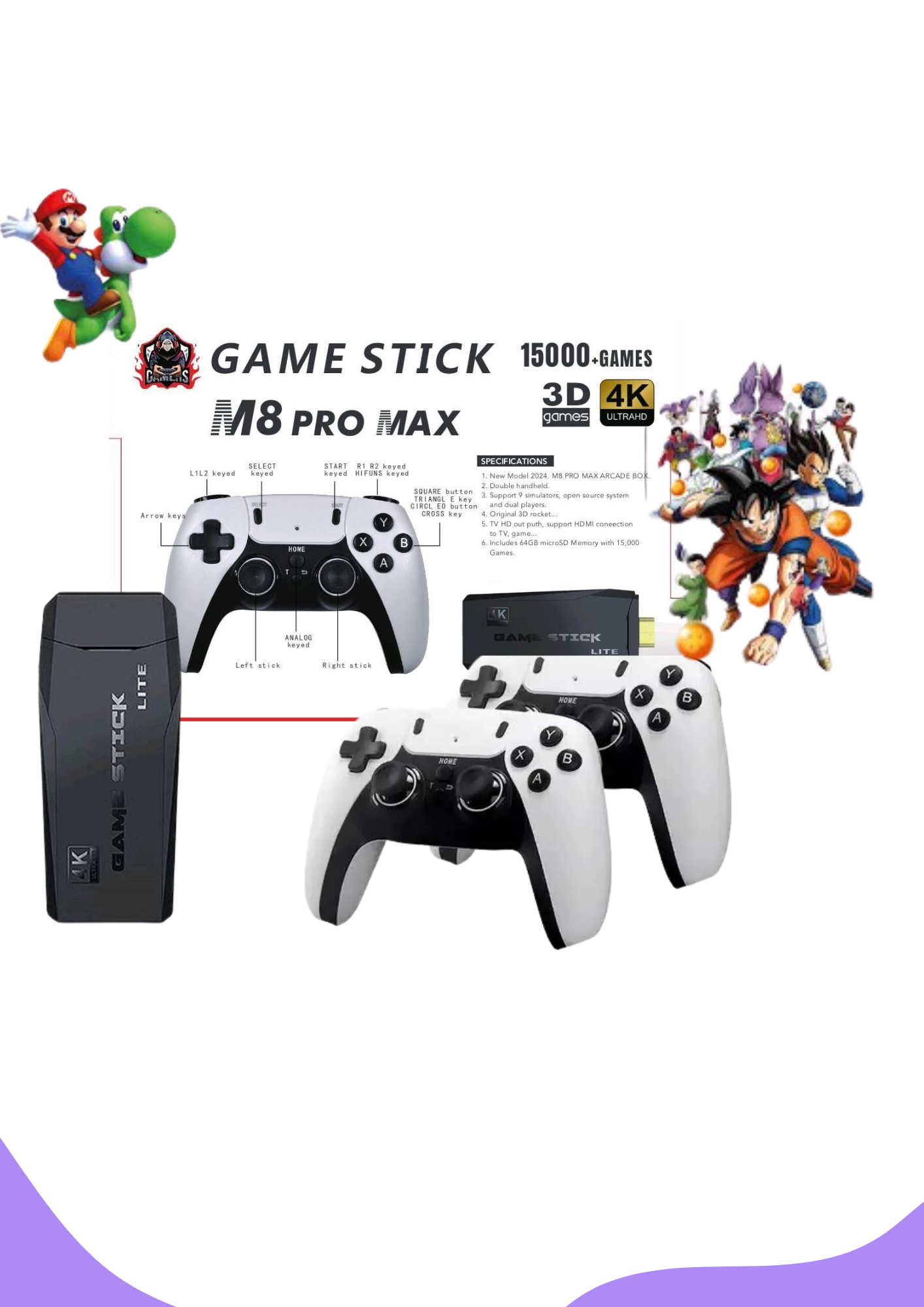 Diversión Sin Fin: Consola Game Stick M8 Pro con 15,000 Juegos - ¡Garantía Incluida!